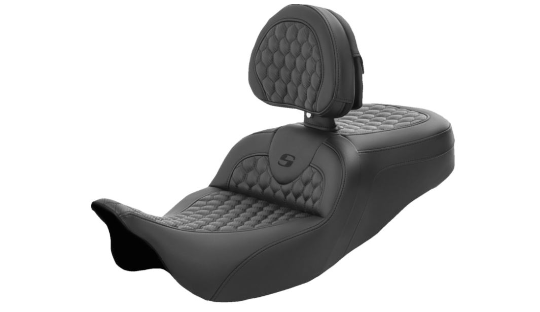 SADDLEMEN 0801-1554 808-07B-189BR Honeycomb Roadsofa™ - with Backrest - FL '08-'23