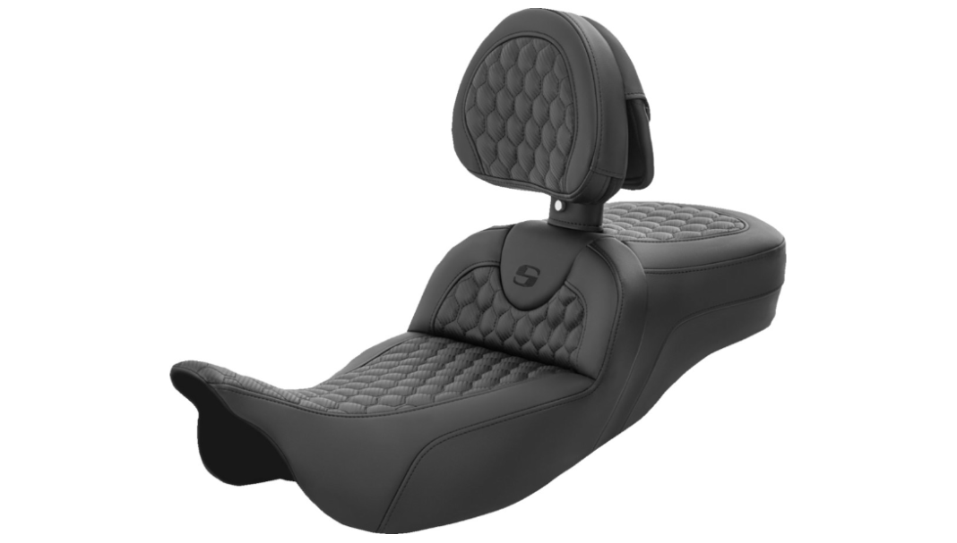 SADDLEMEN 0801-1558 808-07B-190BR Honeycomb Roadsofa™ -  with Backrest - Extended Reach - FL '08-'23