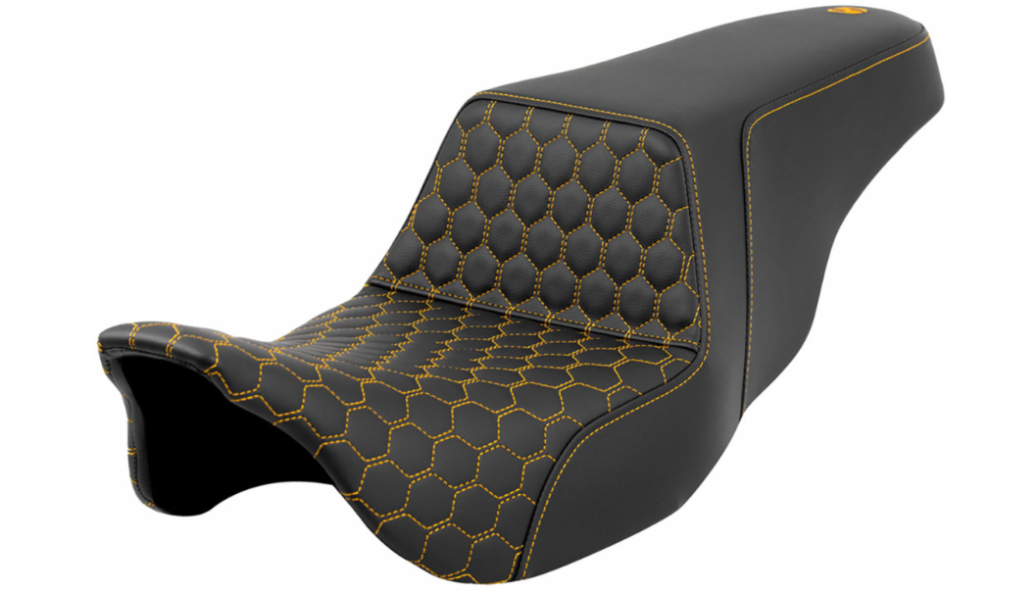 SADDLEMEN 0801-1569 A808-07B-177GOL Honeycomb Step-Up Seat Gold Stitching - FL '08-'23