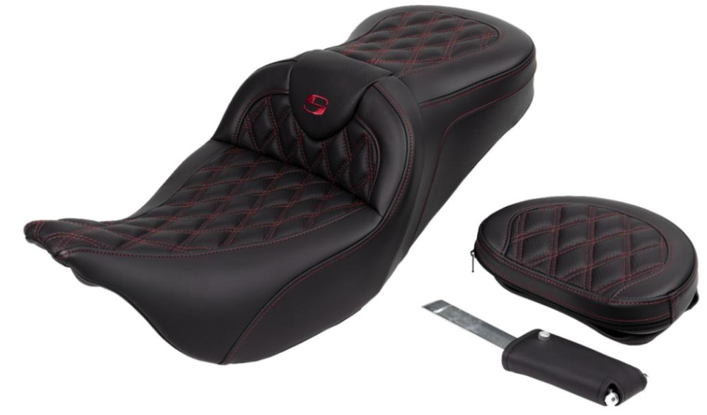 SADDLEMEN 0801-1606 A808-07R-182BUR Roadsofa™ Lattice Stitch Seat with Backrest - Wine Berry Stitch - FL 08-23