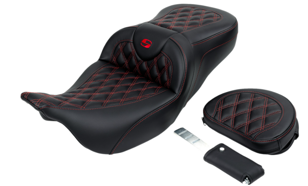 SADDLEMEN 0801-1609 A808-07R-182RED Roadsofa™ Lattice Stitch Seat SADDLEMEN 0801-1609 A808-07R-182RED Roadsofa™ Lattice Stitch Seat