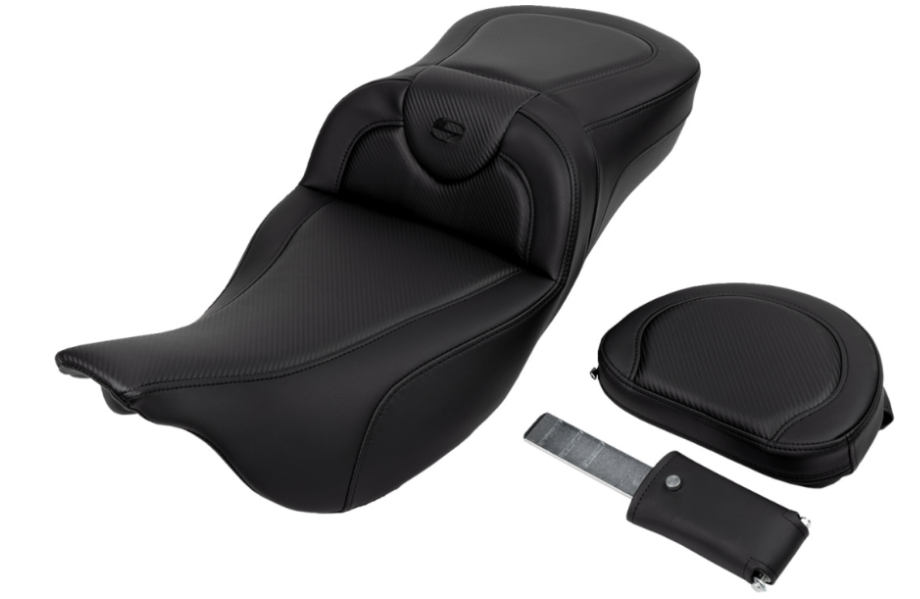 SADDLEMEN 0801-1626 A808-07R-186BLK Roadsofa™ Carbon Fiber Seat-Black Stitch - Backrest - FL 08-23