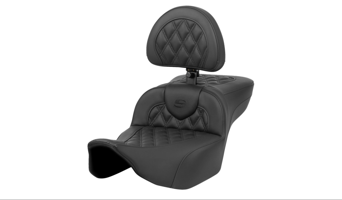 SADDLEMEN 0801-1630 823-07-184BR Roadsofa™ Extended Reach Seat- Lattice Stitch - with Backrest - FL '23-'24