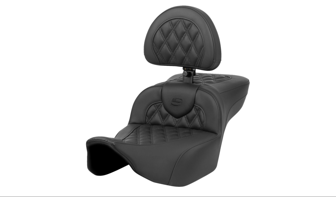 SADDLEMEN 0801-1630 823-07-184BR Roadsofa™ Extended Reach Seat- Lattice Stitch - with Backrest - FL 23-24