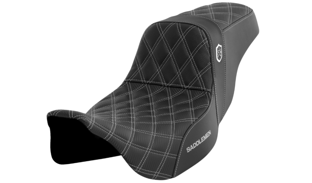 SADDLEMEN 0801-1660 SC80807SIL Pro Series SDC Performance Grip Seat  without Backrest - Silver Stitch - FLH/FLT '08-'23