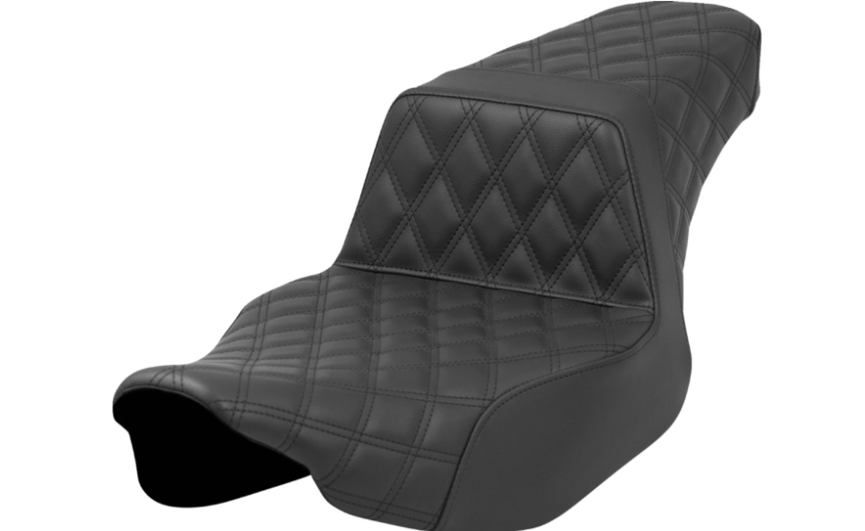 SADDLEMEN 0801-1684 823-07-175 Step-Up Seat   Front/Rear Lattice Stitch - Black - Road Glide/Street Glide 23-24