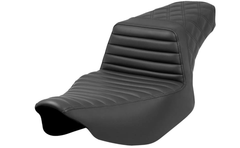 SADDLEMEN 0801-1686 823-07E-171 Step-Up Seat Tuck-n'-Roll - Black - Extended Reach - Street Glide/Road Glide 23-24