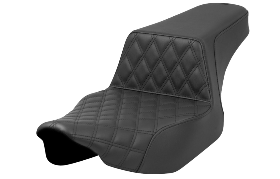 SADDLEMEN 0801-1687 823-07E-172 Step-Up Seat  Front Lattice Stitch - Black - Extended Reach - Street Glide/Road Glide 23-24