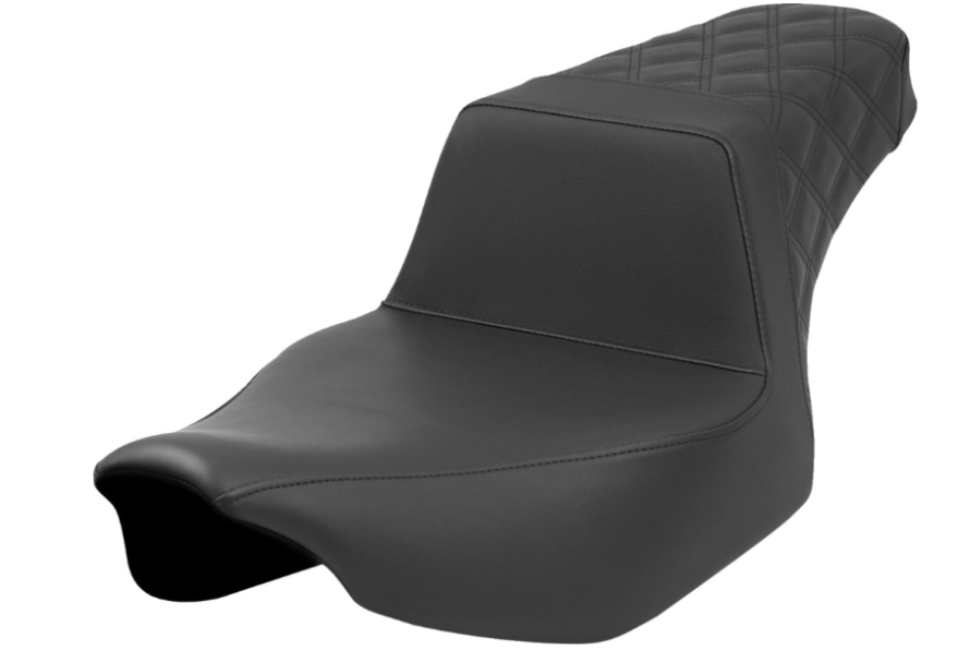 SADDLEMEN 0801-1688 823-07E-173 Step-Up Seat  Rear Lattice Stitch - Black - Extended Reach - Street Glide/Road Glide 23-24