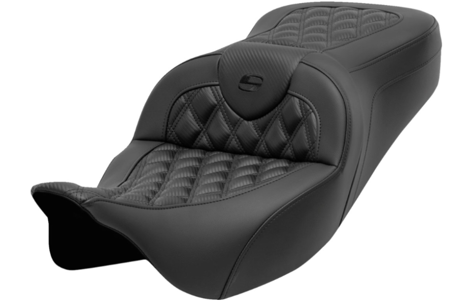 SADDLEMEN 0801-1692 808-07CF-182 Roadsofa™ Seat  without Backrest - Lattice Stitch - Carbon Fiber - FL' 08-'23