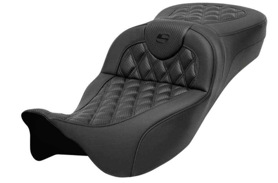 SADDLEMEN 0801-1696 808-07CF-184 Roadsofa™ Seat without Backrest - Lattice Stitch - Carbon Fiber - FL' 08-'23