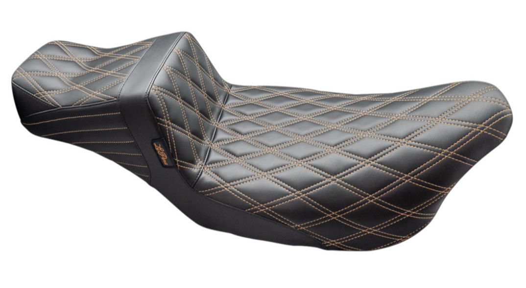 LE PERA 0801-1700 LK-587DLDD-CHET Tailwhip Daddy Long Legs Seat  - Double Diamond w/ Chestnut Thread - FLH/FLT 08-24