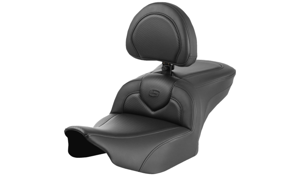 SADDLEMEN 0801-1738 823-07-185B0 Roadsofa™ Carbon Fiber with Black Stitching Seat RoadSofa™ Seat - Carbon Fiber - with Backrest - FLTR/FLHX 23-24