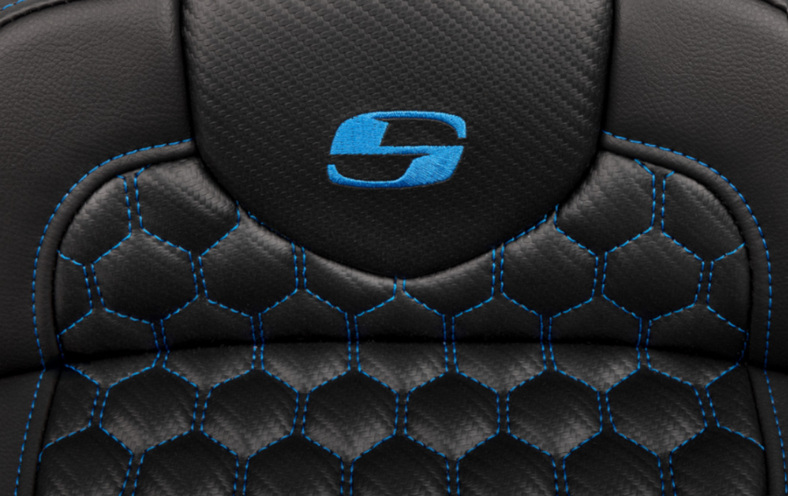 SADDLEMEN 0801-1763 823-07-190B1 Roadsofa™ Extended Reach Seat - with Backrest - Honeycomb - Blue Stitch - FLTR/FLHX 23-24