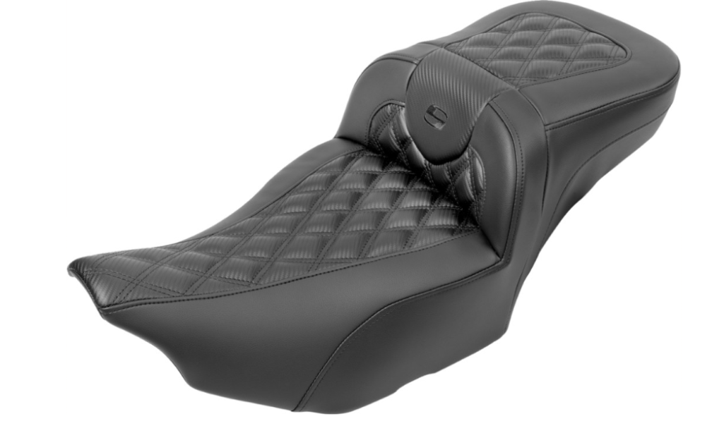 SADDLEMEN 0801-1793 823-07-20700 Roadsofa™ Extended Reach Seat - without Backrest - Carbon Fiber - Lattice Stitch - FLTR/FLHX  23-24