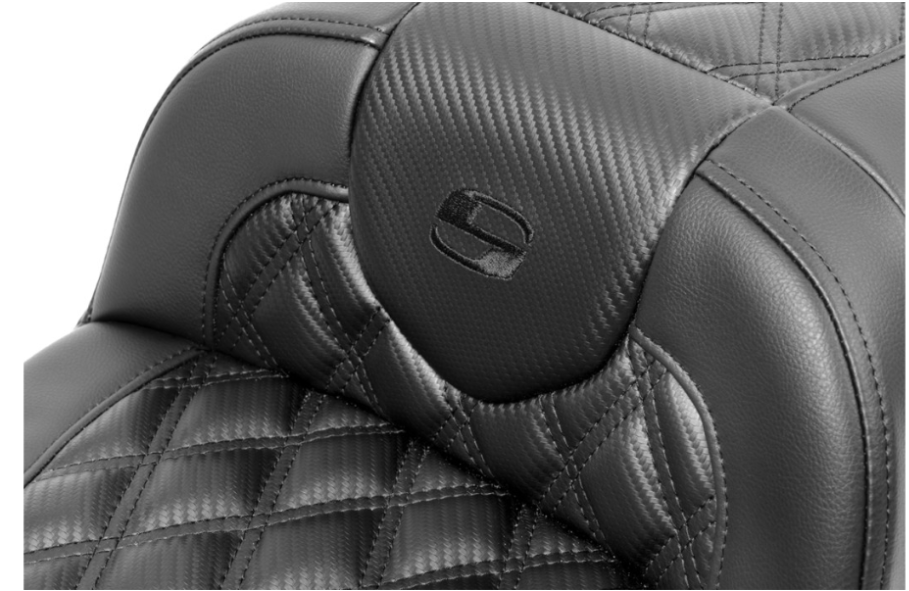 SADDLEMEN 0801-1793 823-07-20700 Roadsofa™ Extended Reach Seat - without Backrest - Carbon Fiber - Lattice Stitch - FLTR/FLHX  23-24