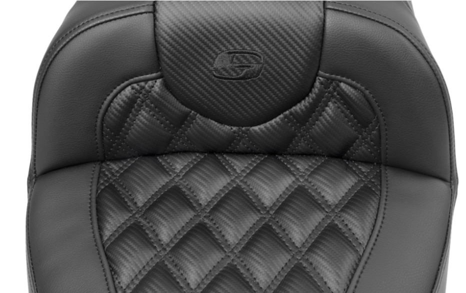 SADDLEMEN 0801-1793 823-07-20700 Roadsofa™ Extended Reach Seat - without Backrest - Carbon Fiber - Lattice Stitch - FLTR/FLHX  23-24