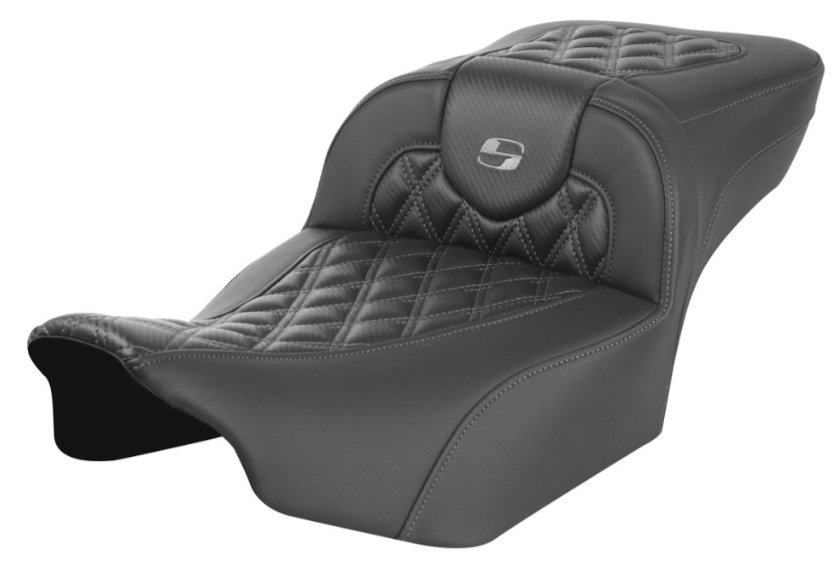 SADDLEMEN 0801-1795 823-07-20702 Roadsofa™ Extended Reach Seat - without Backrest - Lattice Stitch - Dark Gray Stitch - FL/FX 23-24