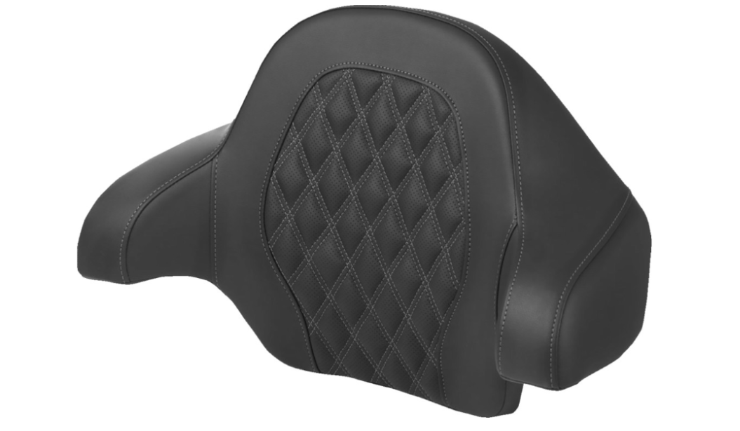 SADDLEMEN 0801-1810 814-07-15002 Tour Pak® Backrest Pad  Lattice Stitch - Dark Gray Stitch - FL 14-24