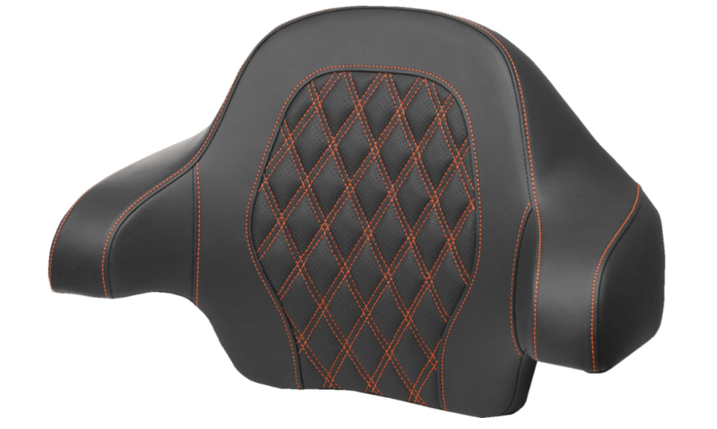 SADDLEMEN 0801-1811 814-07-15003 Tour Pak® Backrest Pad Lattice Stitch - Orange Stitch - FL 14-24