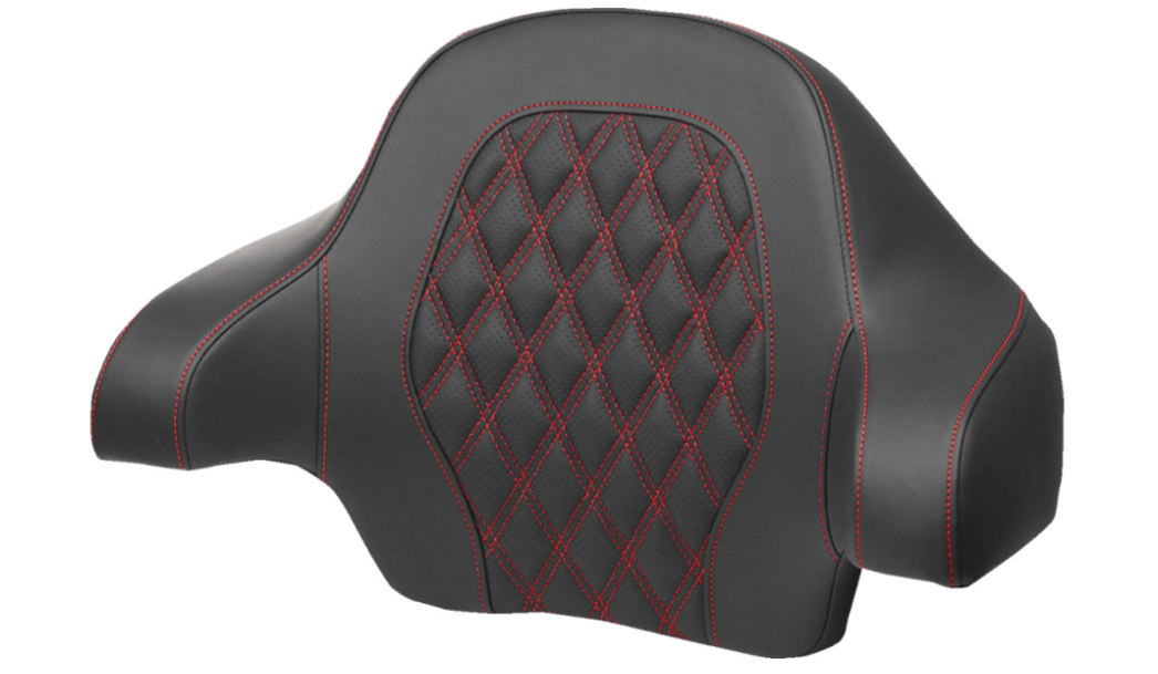 SADDLEMEN 0801-1812 814-07-15004 Tour Pak® Backrest Pad  Lattice Stitch - Red Stitch - FL 14-24