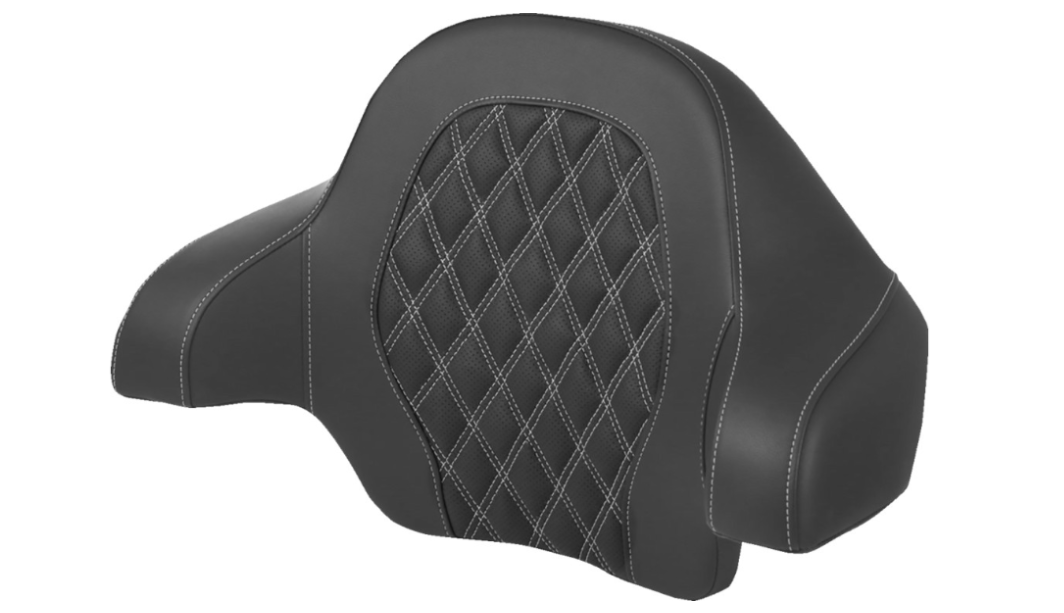 SADDLEMEN 0801-1813 814-07-15005 - Tour Pak® Backrest Pad - Lattice Stitch - Silver Stitch - FL 14-24