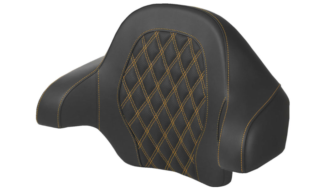 SADDLEMEN 0801-1815 814-07-15007 - Tour Pak® Backrest Pad - Lattice Stitch - Gold Stitch - FL 14-24