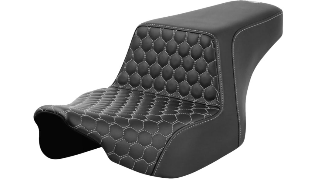 SADDLEMEN 0801-1829 823-07-17705 Honeycomb Step-Up Seat Front Honeycomb - Silver Stitching - FL 23-24