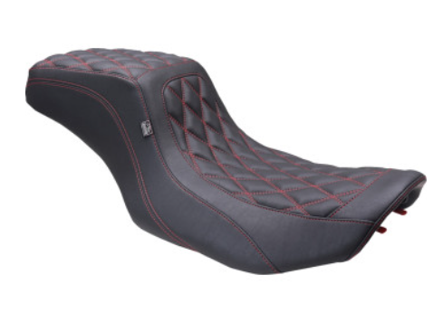 MUSTANG 0801-1905 88415DC Double Diamond Squareback Seat - One Piece 2-Up Squareback Seat - Double Diamond - Black Cherry Stitch