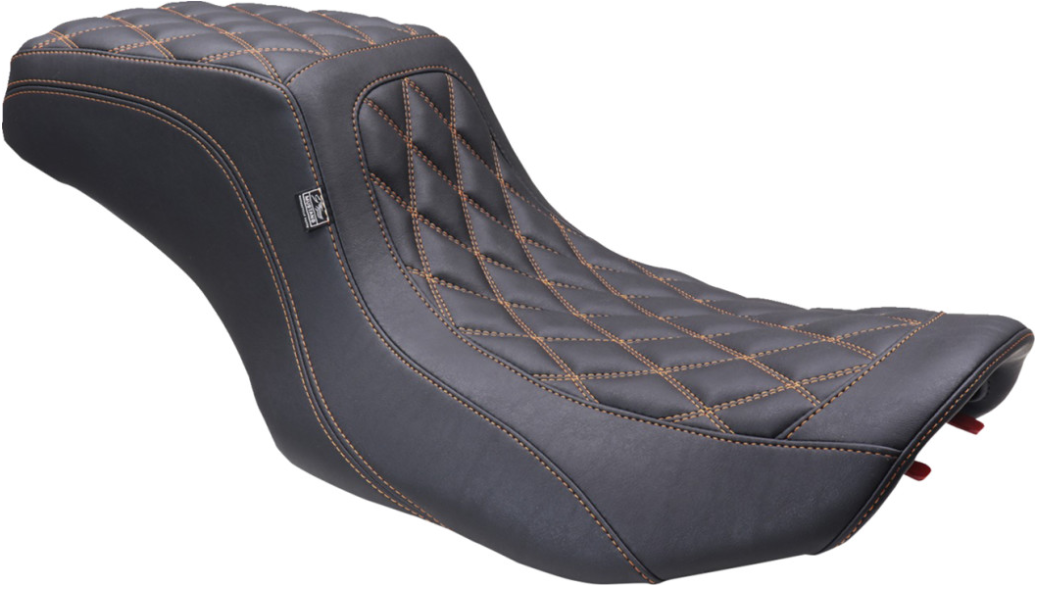 MUSTANG 0801-1906 88415MO Double Diamond Squareback Seat - One Piece 2-Up Squareback Seat - Double Diamond - Orange Stitch