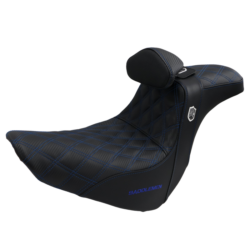 Saddlemen Blue Stitch 0802-1435 SC81829DBRT Pro Series SDC Performance Grip Seat Backrest For Harley Softail 2018-2025