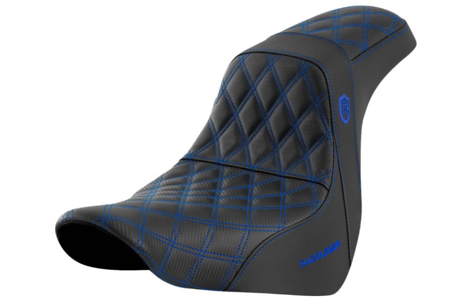 SADDLEMEN 0802-1591 SC81829BLU Pro Series SDC Performance Grip Seat without Backrest - Blue Stitch - FL/FX '18-'20