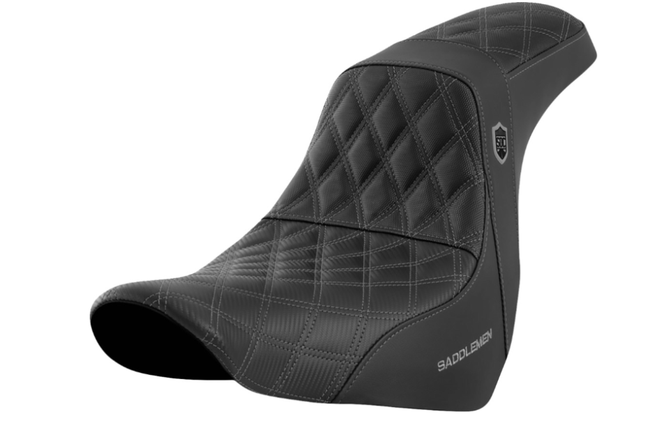 SADDLEMEN 0802-1593 SC81829GRE Pro Series SDC Performance Grip Seat without Backrest - Gray Stitch - FL/FX '18-'20