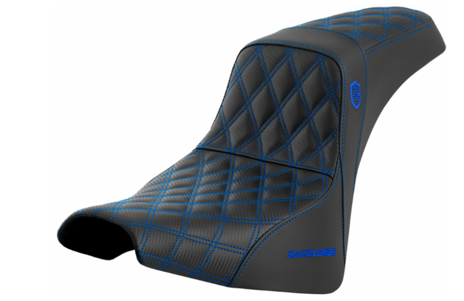 SADDLEMEN 0802-1603 SC81830BLU Pro Series SDC Performance Grip Seat without Backrest - Blue Stitch - FXBB/FXST '18-'23