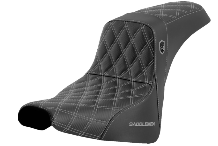 SADDLEMEN 0802-1607 SC81830SIL Pro Series SDC Performance Grip Seat without Backrest - Silver Stitch - FXBB/FXST '18-'23