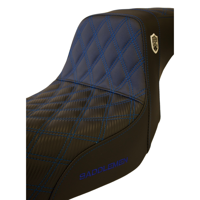 BLUE STITCH SADDLEMEN 0803-0629 SC80604DB Pro Series SDC Performance Gripper Seat - Full Lattice Stitch/Lumbar Gripper