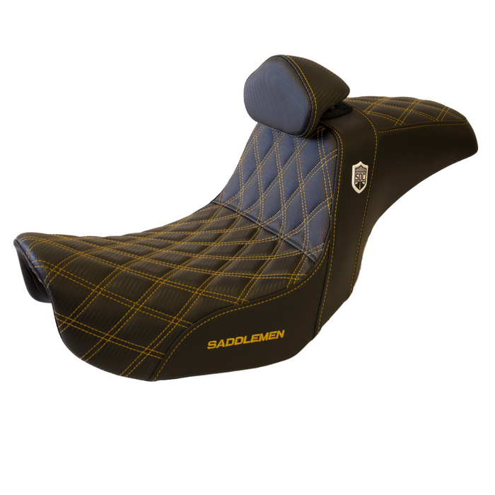 GOLD STITCH SADDLEMEN 0803-0630 SC80604DBKRT Pro Series SDC Performance Seat w/ Backrest - Full Lattice Stitch/Lumbar Gripper