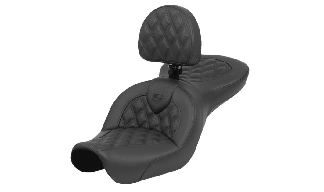 SADDLEMEN 0803-0731 804-04-182 ™ Lattice Stitch Seat Roadsofa™ Seat - with Backrest - FXD '04-'05