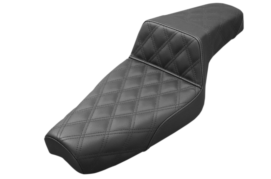 SADDLEMEN 0804-0711 879-03-175 Step-Up Seat — Full Lattice Stitch -Black - XL -77-03 Sporster*