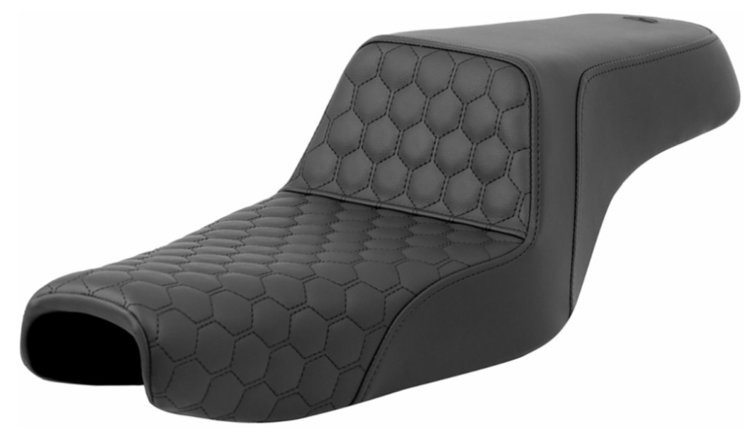 SADDLEMEN 0804-0805 807-11-177 Honeycomb Step-Up Seat Black Stitching - Sportster '04-'21