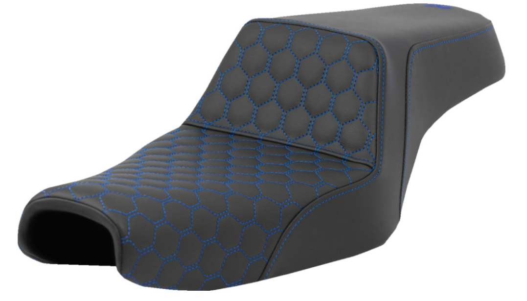 SADDLEMEN 0804-0807 A807-11-177BLU Honeycomb Step-Up Seat BLUE Stitching - Sportster '04-'21