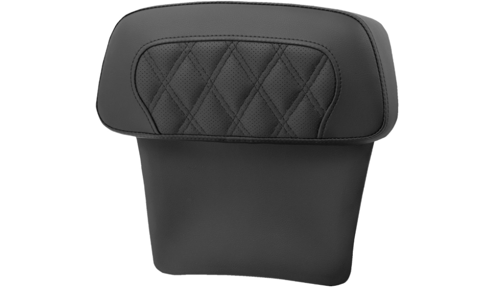 SADDLEMEN 0822-0553 814-07-CPACK-LS Chopped Tour Pak Backrest Pads RoadSofa™ - Perforated Black w/ Lattice Stitch - FLT/FLH '14-'23