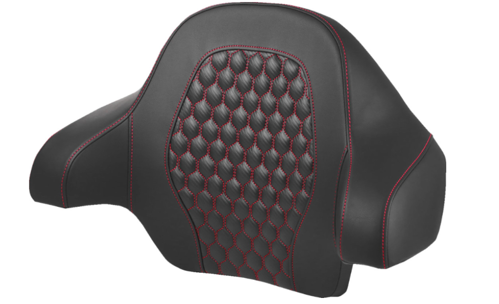 SADDLEMEN 0822-0593 814-07-15104 - Tour Pack Backrest Pad - Honeycomb - Red Stitching - FL 14-24