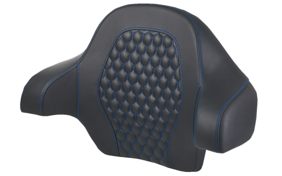 SADDLEMEN 0822-0594 814-07-15101 - Tour Pack Backrest Pad - Honeycomb - Blue Stitching - FL 14-24