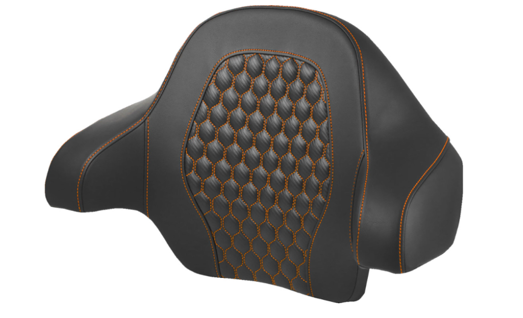 SADDLEMEN 0822-0595 814-07-15103 - Tour Pack Backrest Pad - Honeycomb - Orange Stitching - FL 14-24