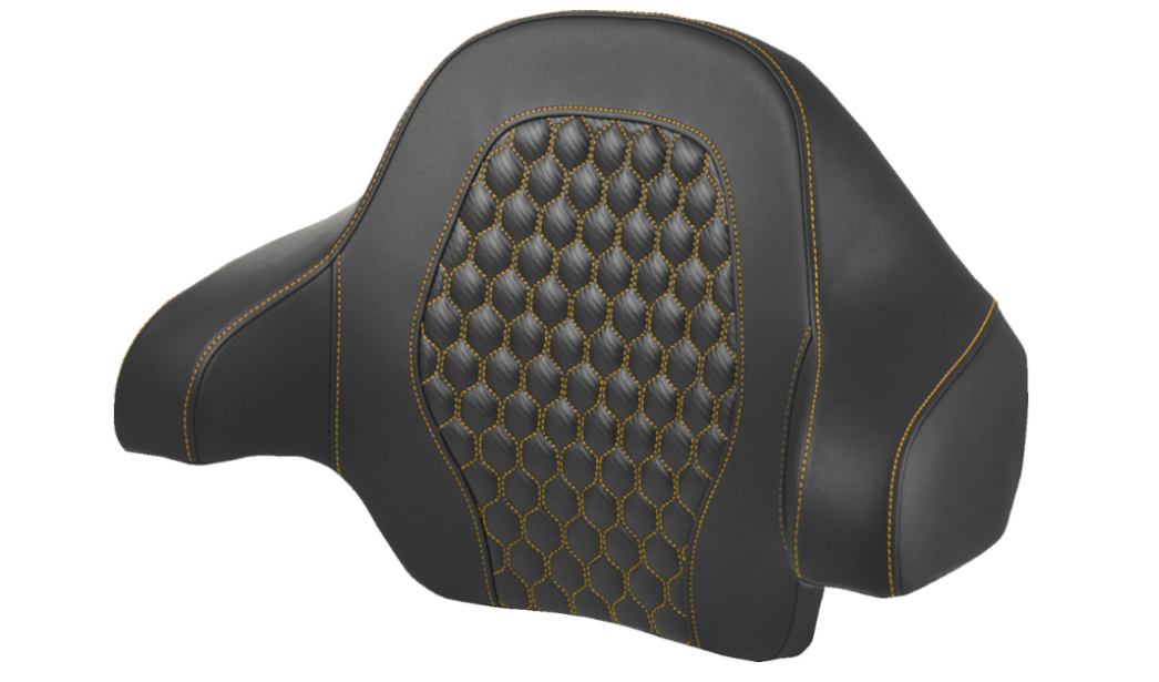 SADDLEMEN 0822-0596 814-07-15107 Tour Pack Backrest Pad - Honeycomb - Gold Stitching - FL 14-24