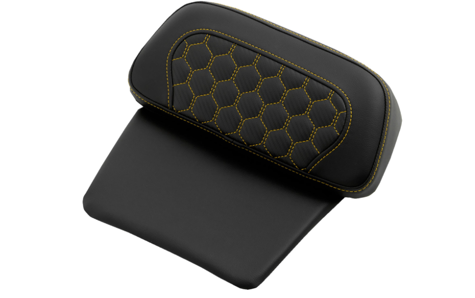 SADDLEMEN 0822-0601 814-07C-HC-GOL - Honeycomb Chopped Tour Pak Pad - Gold Stitching - FLH/FLT 14-24