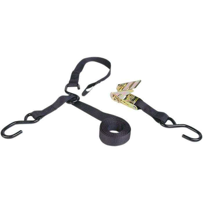 AIRHEAD SPORTS GROUP TDR-38 TDR-38 8-ft. Triple-Hook Ratchet Tie-Down with Soft Hook Triple Hook Ratchet Tie-Down - 4" x 8' - Black
