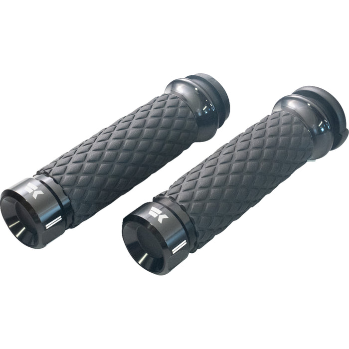 KHROME WERKS 0630-3307 500300 Klassic Grips - Custom Contour - Diamond - Black