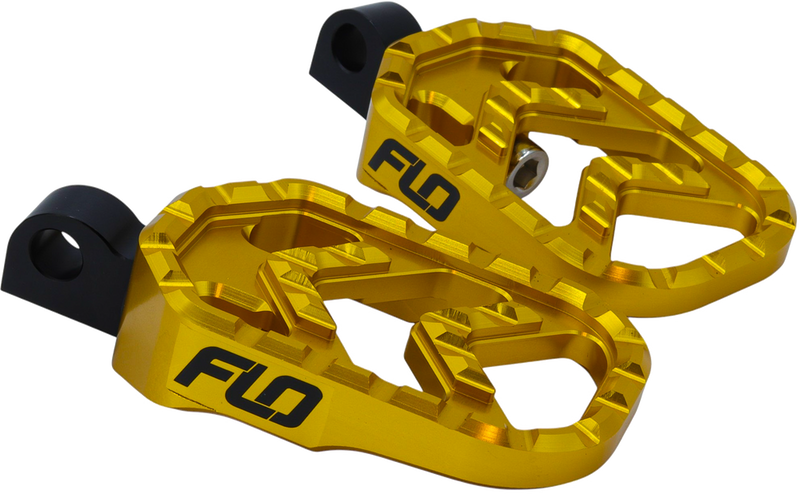 Flo Motorsports Savage Series Footpegs Gold - V-800GLD For Harley Motorcycles 1972-2017